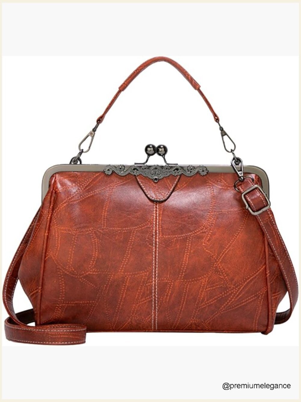 Vintage Kiss Lock Crossbody Purse Women's Satchel Evening Clutch Handbag Tote